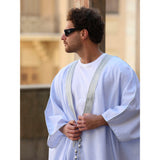 Silver & Light Blue Linen Abaya