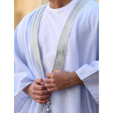 Silver & Light Blue Linen Abaya