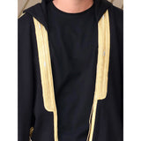 Black & Gold Cap Wool Abaya