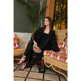 Leaves & Flowers Black Abaya