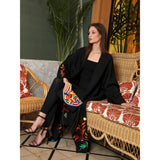 Leaves & Flowers Black Abaya
