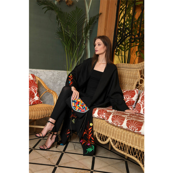 Leaves & Flowers Black Abaya