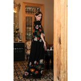 Crochet Flowers Black Abaya