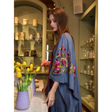 Flowers Blue & Pink Abaya