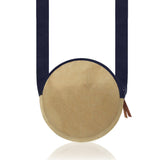 Kraft & Navy Blue Round Cedar HandBag