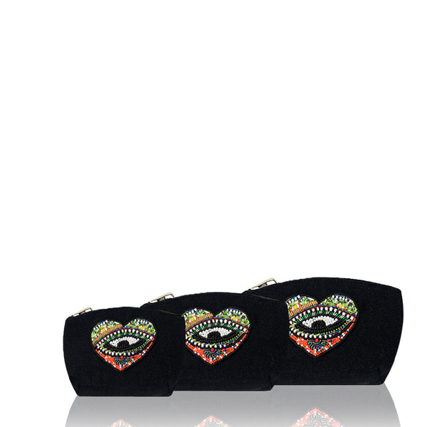 Heart Beaded Pouch Set