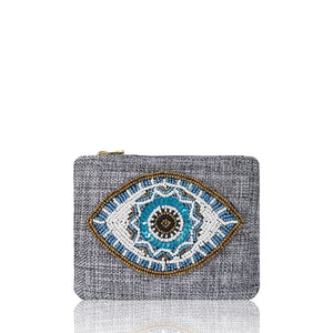Gold Eye Beaded Coin Pouch
