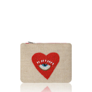 Heart Beaded Coin Pouch