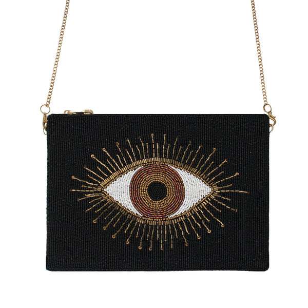 Brown Golden Eye Beaded Bag