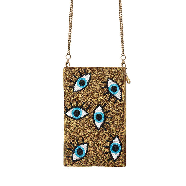 Eyes Gold Beaded Mobile Holder