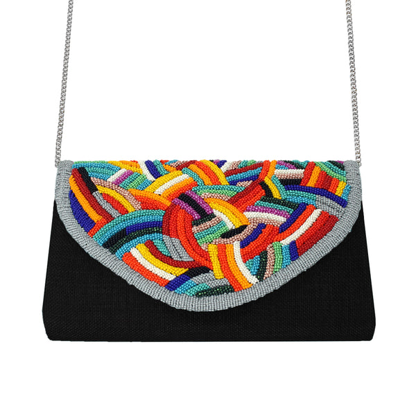 Multicolor Black Beaded Bag