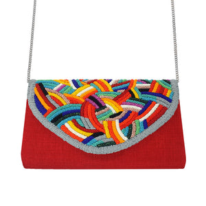 Multicolor Red Beaded Bag