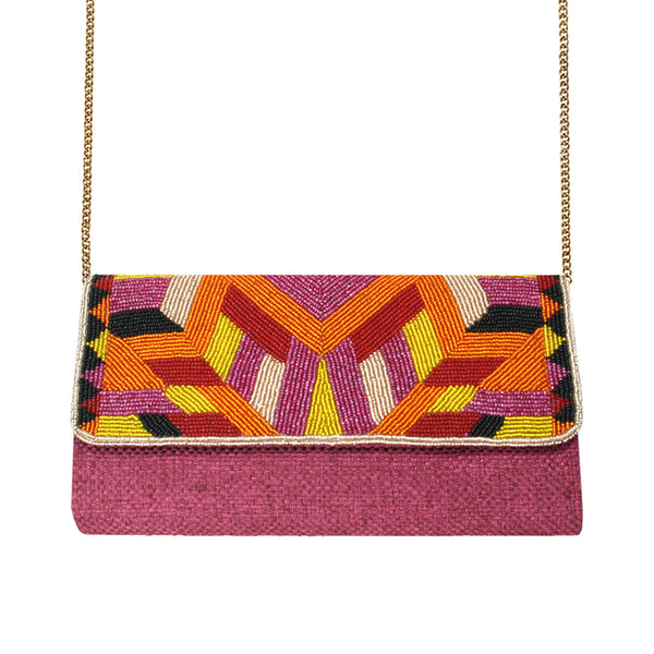 Mauve Zigzag Beaded Bag