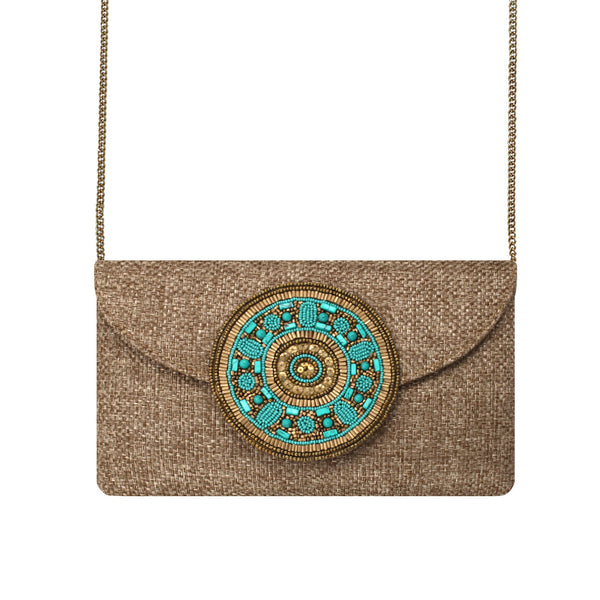 Turquoise Circle Beaded Bag