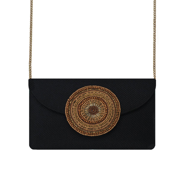 Beige Circle Beaded Bag