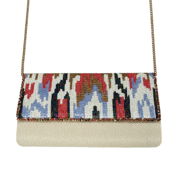 Colored Beige Beaded Bag