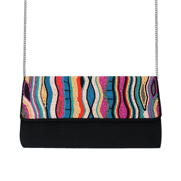 Multicolor Waves Beaded Bag