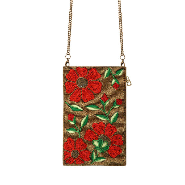 Red Flower Beaded Mobile Holder