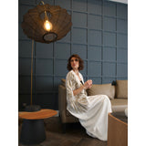 Gold Linear White Abaya