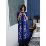 Silver Stems Blue Abaya