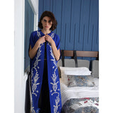 Silver Stems Blue Abaya