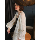 Golden Floral White Abaya