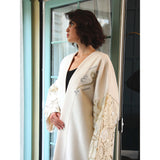 Arabic Poem Sleeves White Abaya