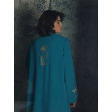 Gold Flowers Teal Abaya