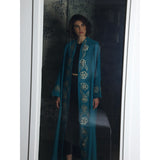 Gold Flowers Teal Abaya