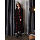 Red Flowers Black Abaya