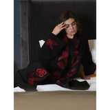 Red Flowers Black Abaya