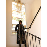 Gold Floral Swirl Black Abaya