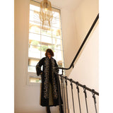 Gold Floral Swirl Black Abaya