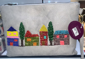 Lebanese Houses Beaded Clutch Bag