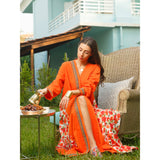 Orange Floral Abaya