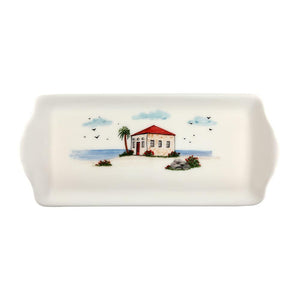 Traditional Lebanese Beach House Hand Painted Ceramic Tray 