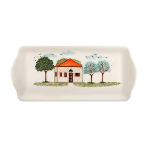 Traditional Lebanese Country House Hand Painted Ceramic Tray 