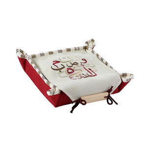 Mouftah El Chark Red Embroidered Cotton Bread Cover