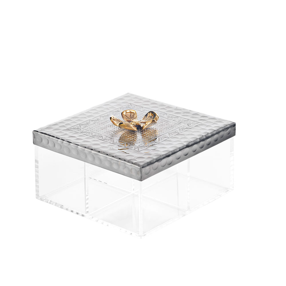 Square Orchid Tea Box - 4 compartments