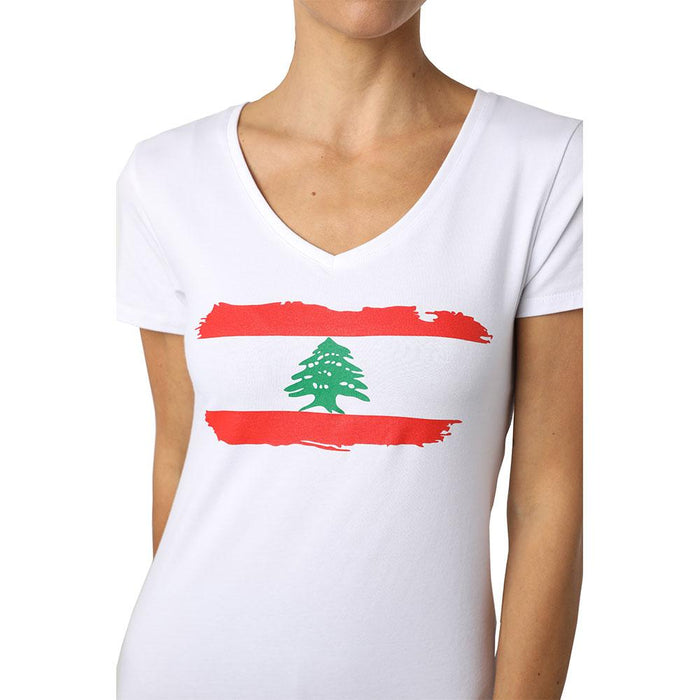 Lebanon White V-neck T-shirt