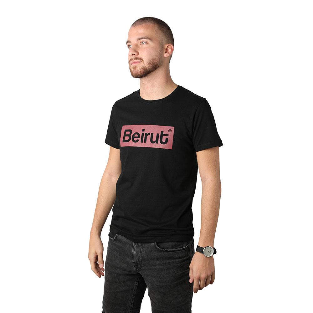 Beirut Burgundy on Black Men's T-shirt
