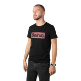 Beirut Burgundy on Black Men's T-shirt
