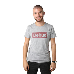 Beirut Burgundy on Grey Men's T-shirt