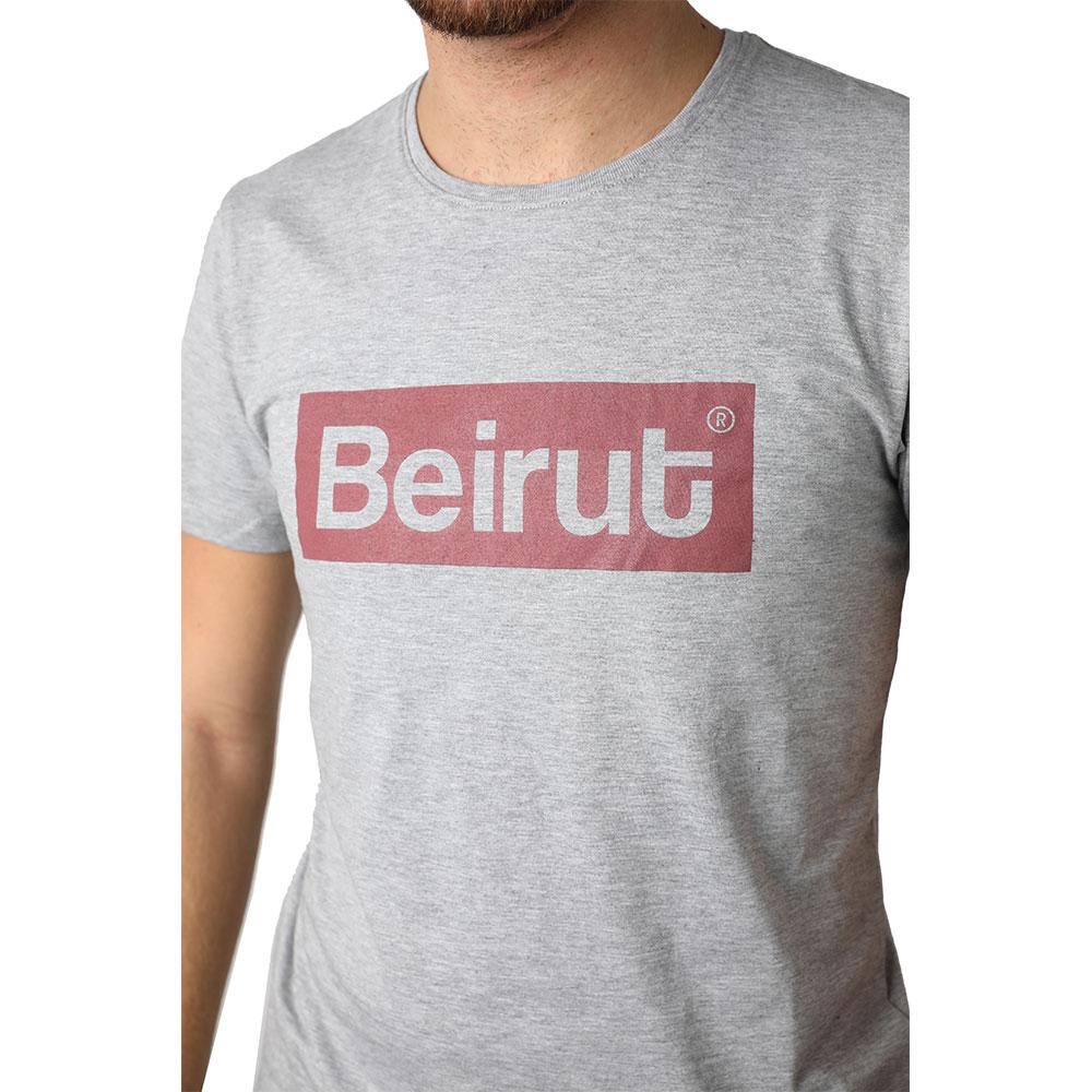 Beirut Burgundy on Grey Men's T-shirt