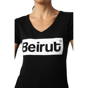 Beirut White on Black V-neck T-shirt