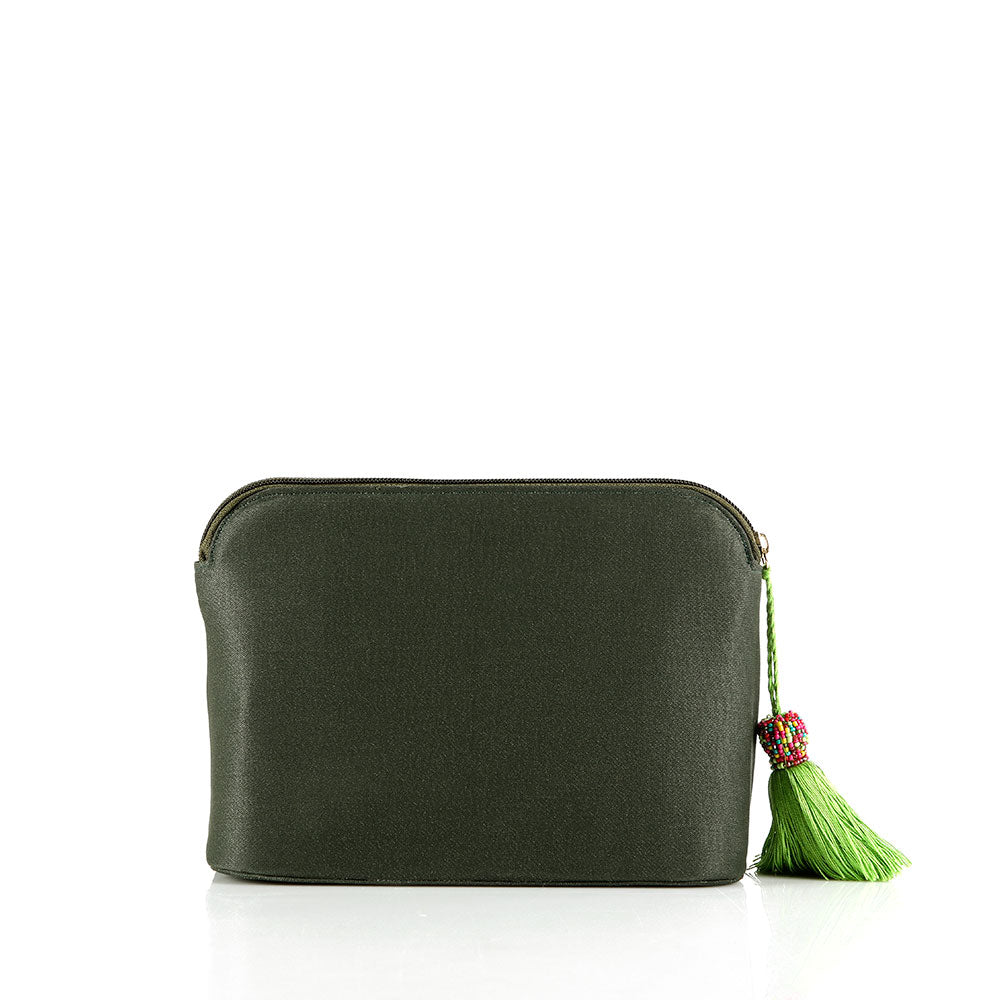 Olive Green Evil Eye Pouch