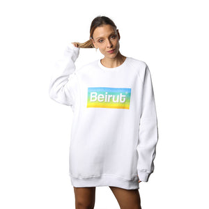Beirut Rainbow on White Sweater