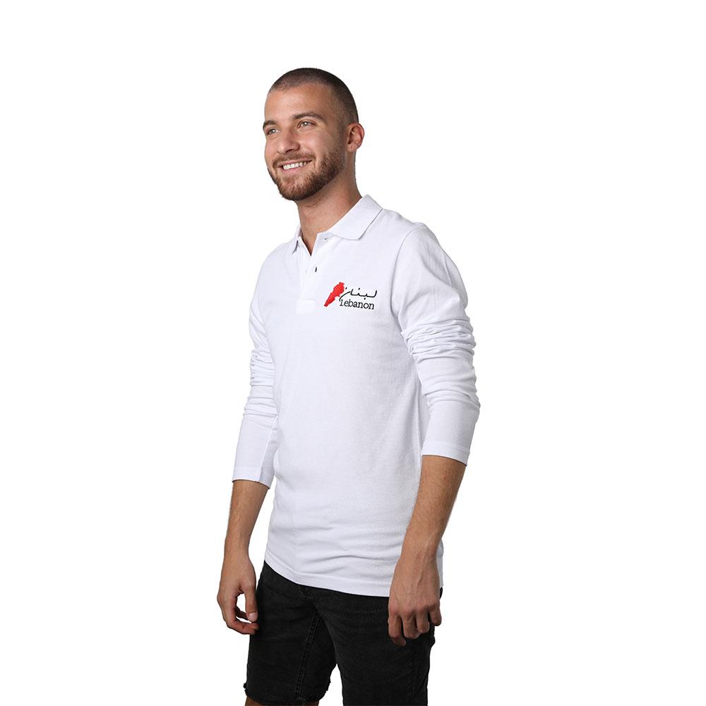 Long Sleeves Lebanon White Polo