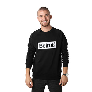 Embroidered Beirut White on Black Men's Sweater