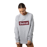 Embroidered Beirut Burgundy On Grey Sweater